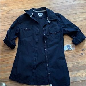 NWT navy long sleeve button down tee